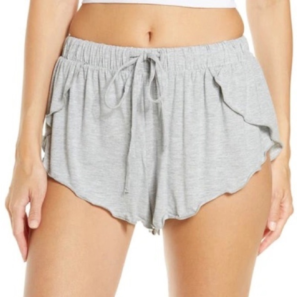 Free People gray The Essential Heather Grey Ruffled Lounge Shorts size XS